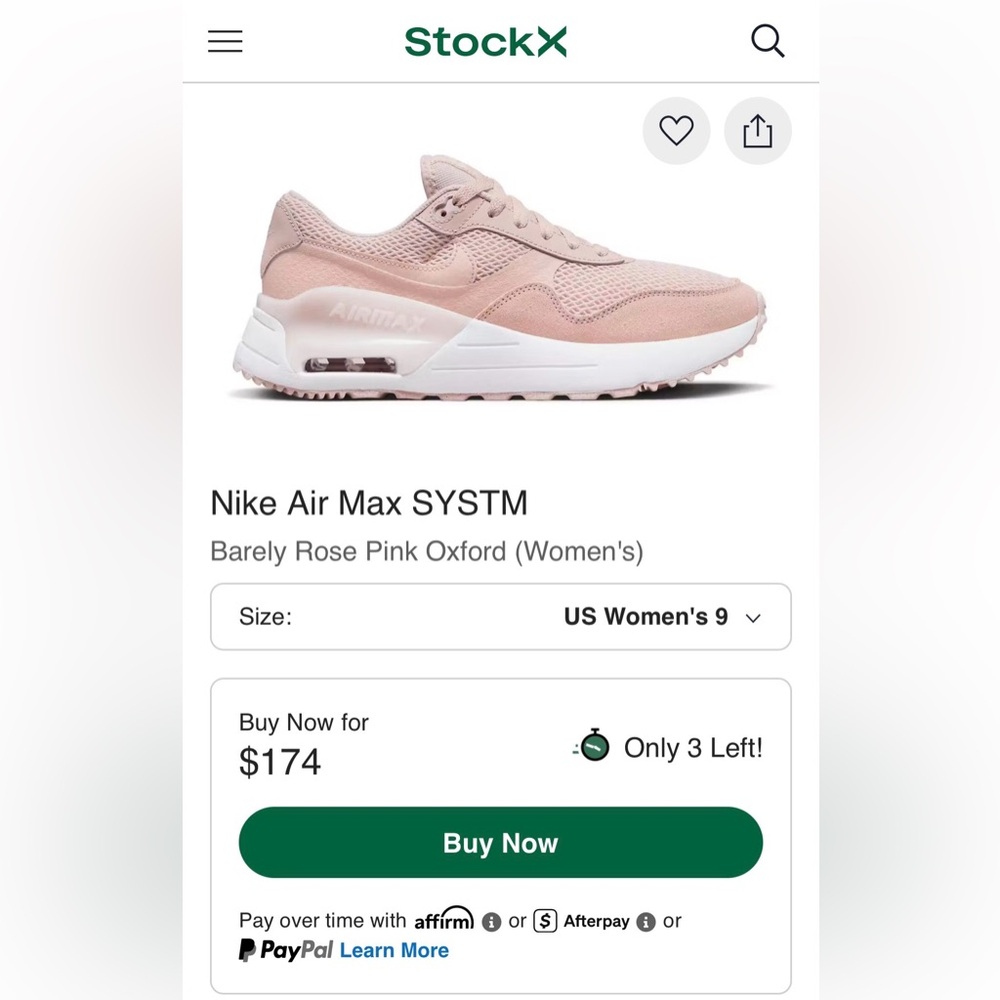Nike Air Max System Women's Sneakers Size 9.5 Barely Rose / Pink Oxford - Picture 2 of 16
